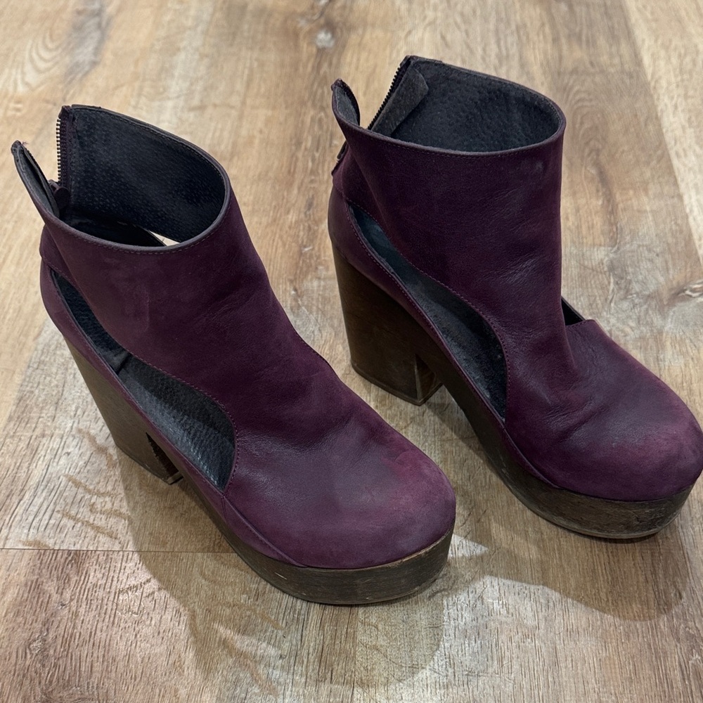 Free People Dark Purple Heeled Boots